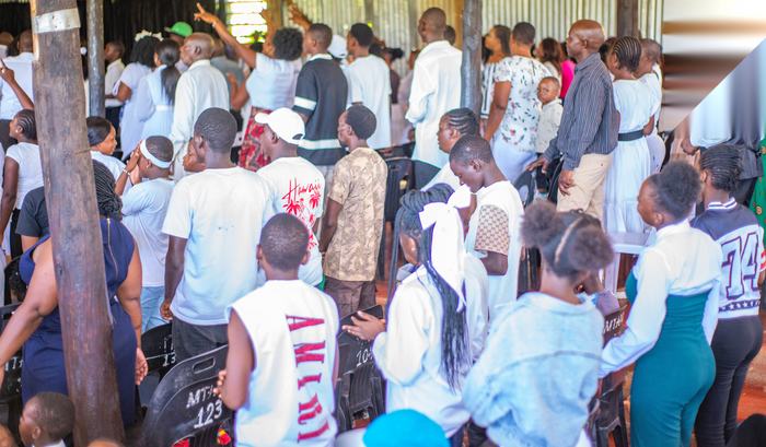 All-white Sunday service crowd