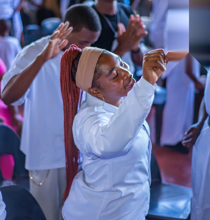 The congregation celebrating Easter conference